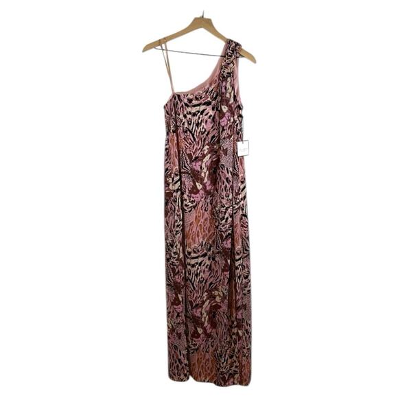 Laundry by Shelli Segal NWT One Shoulder Pink Animal Print Leopard Slip Dress 6 - Picture 3 of 12